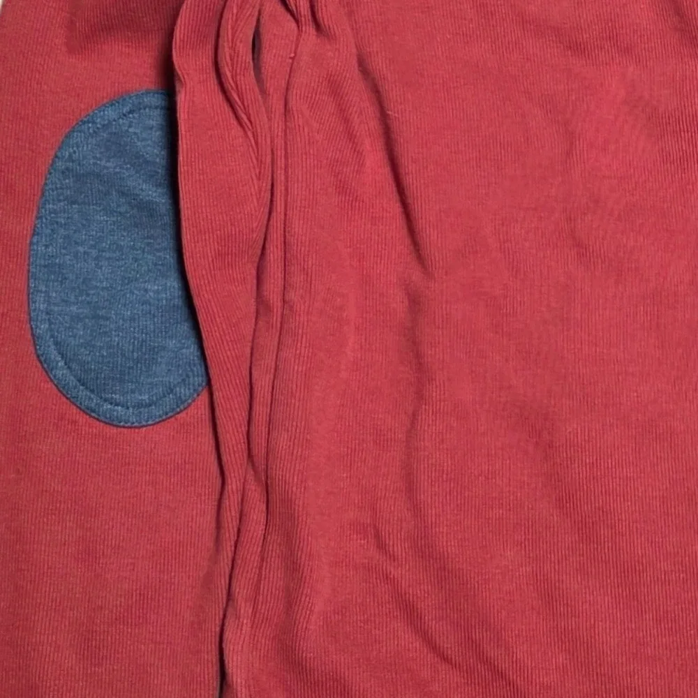 Banana‎ Republic Ribbed Quarter Zip Sweater Men's Size M Orange Elbow Patches